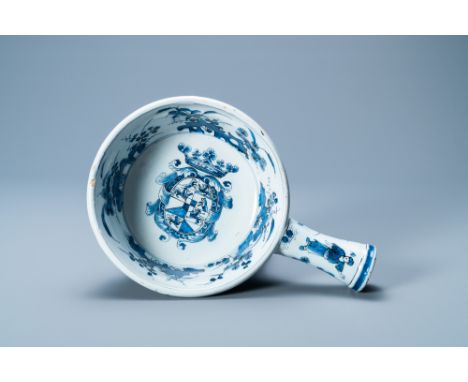 Full title: A rare Dutch Delft blue and white warming bowl with the arms of the Austrian von Zinzendorf family, late 17th C.D