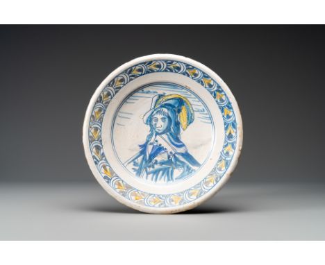 Full title: A Dutch maiolica orangist portrait dish with Prince William II of Orange, mid 17th C.Description: Dia.: 29 cmÊ Th