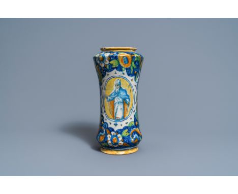 Full title: An Italian maiolica albarello, Maestro Domenico workshop, Venice, 16th C.Description: H.: 30 cmÊ Condition: (UV-c