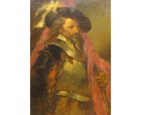 Portrait of a Gentleman in Armour, 19th century oil on board unsigned 35cm x 35cm in gilt frame