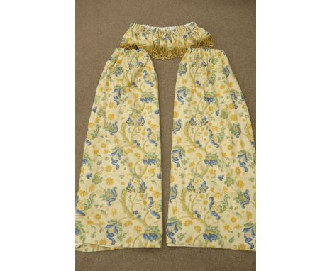Pair Sanderson fabric thermal lined curtains with pelmets, W325cm, Drop 213cm  Condition Report Click here for further images
