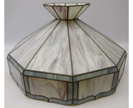 Tiffany style hanging ceiling light shade with slag style glass panels, D67cm  Condition Report Click here for further images