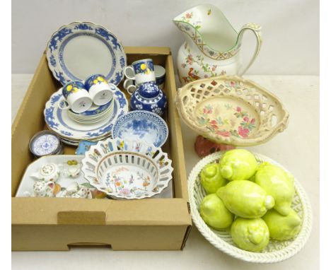 Miniature Wedgwood 'Wild Strawberry pattern tea set, Copeland Late Spode 'Tokio' jug, six Wedgwood 'Citrons' patter coffee ca