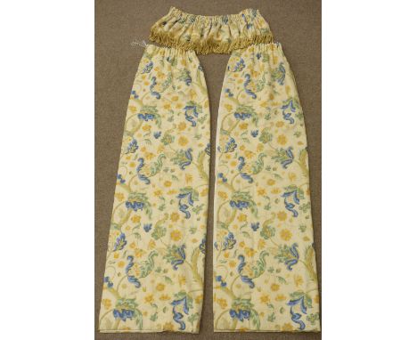 Pair Sanderson fabric thermal lined curtains with pelmets, W123cm, Drop 213cm  Condition Report Click here for further images