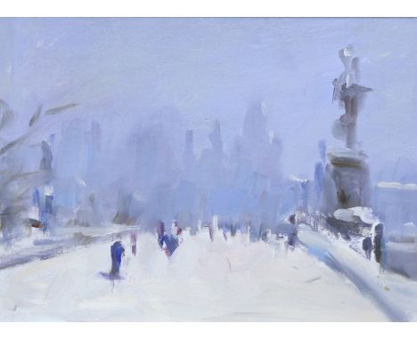 GORDON RADFORD (1936-2015), LONDON VIEW, titled verso with a leaflet containing information on the artist, oil on panel, fram