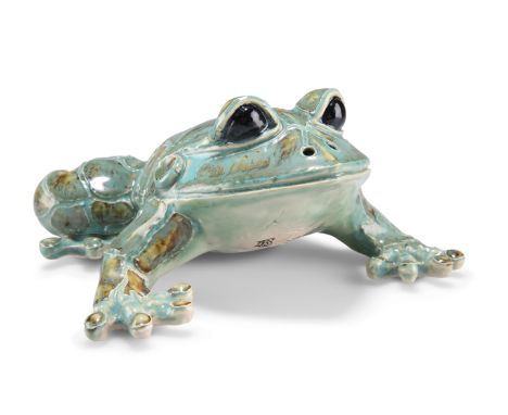 AN ART POTTERY MODEL OF A FROG, BY DAVID BURNHAM SMITH (1937-2019),&nbsp;modelled wide-eyed and with front legs outstretched,