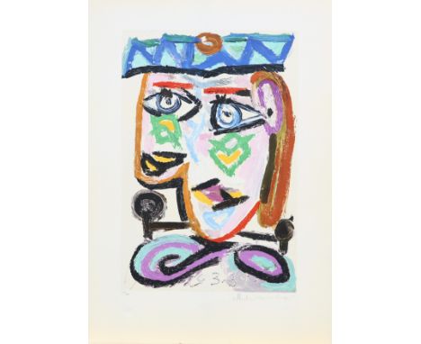 AFTER PABLO PICASSO (SPANISH, 1881-1973), "FEMME AU BERET",&nbsp;signed 'Collection Marina Picasso' in pencil and numbered 12