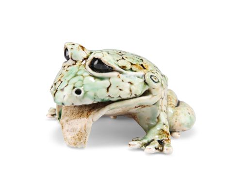 AN ART POTTERY MODEL OF A GROTESQUE FROG, BY DAVID BURNHAM SMITH (1937-2019),&nbsp;modelled wide-eyed and with tongue hanging