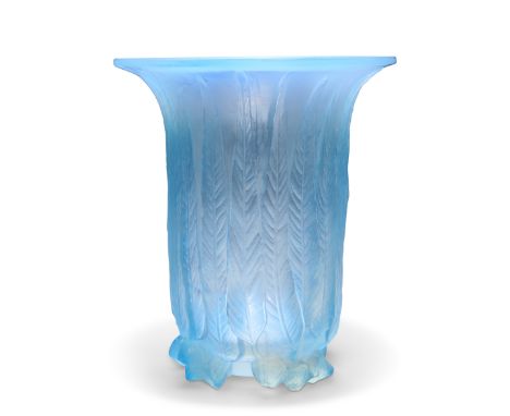 RENÉ LALIQUE (FRENCH, 1860-1945), A 'EUCALYPTUS' VASE, DESIGNED 1925,&nbsp;opalescent and blue-stained glass, moulded 'R. LAL