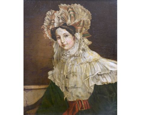 19TH CENTURY SCHOOL, PORTRAIT OF A LADY, oil on canvas, framed. 75cm by 62cm