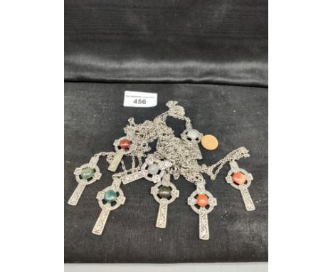 Lot of 8 Scottish Celtic necklaces with pendants . 