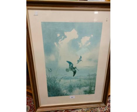 Large print of birds flying over river by JC Harrison . 
