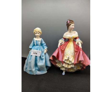 Royal Worcester figure FG Doughty grand mother dress together with royal doulton figure southern bell. 