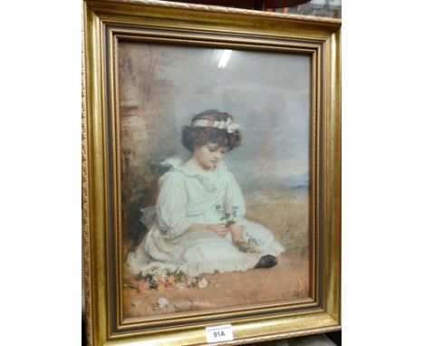 Vintage pears print set in a gilt frame . 