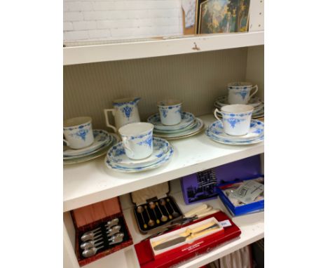 Victorian blue and white tea service. 