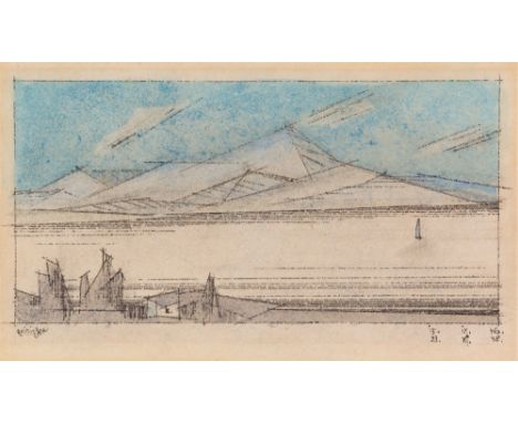 Lyonel Feininger, SeascapeTuschfeder und Aquarell auf Bütten. 17,5 x 28,5 cm. Unter Glas gerahmt. Unten links mit Tusche sign