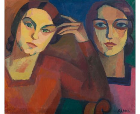 André Lhote, Portrait de ma femme (Doppelportrait seiner Frau Marguerite Hayet im Jahr ihrer HochzeiÖl auf bräunlichem festen
