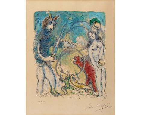 Marc Chagall, À la Femme, qu'est-il restéOriginal-Farblithographie auf Velin mit Wasserzeichen "Arches". 45,3 x 38,8 cm (64,1