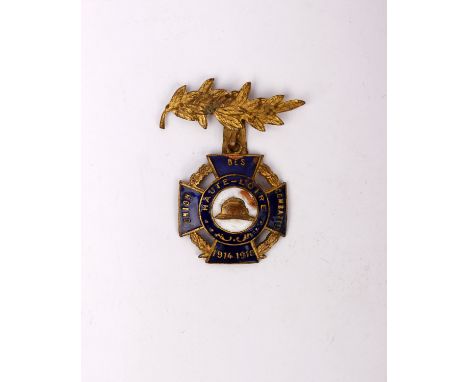 A World War I French Fireman's award, 'Haute-Loire' 1914-18 in gilt brass and enamel. 