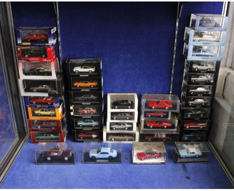 A large collection of 1:43 boxes scale models to include Neo Scale Models, American Excellence, Kess, Spark Models, BOS, repl