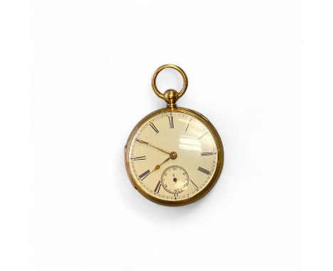Edwardian 18ct Yellow Gold Open Face Pocket Watch. By WW Kent, Manchester. Top button missing and hairlines to face. Gross We