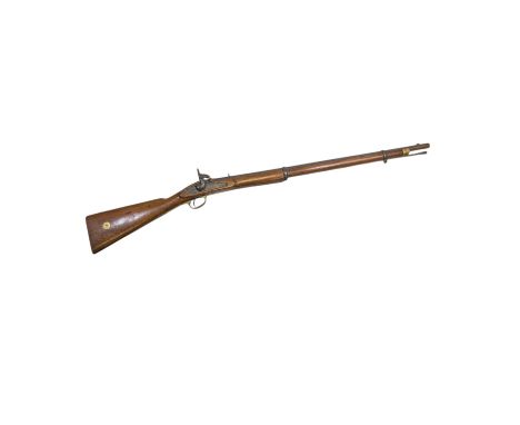 A Pattern 1861 Enfield percussion carbine, the 31.5 inch barrel etched with VR and proof marks over a crowned E10 by the hamm