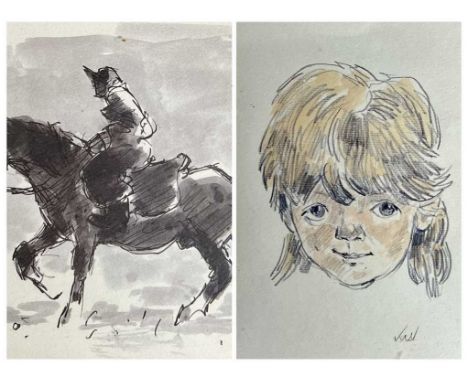SIR KYFFIN WILLIAMS OBE RA (British, 1918-2006) greeting cards / promotional cards / prints x two - head portrait of a young 