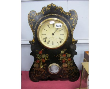 J.C.Brown of Bristol, Connecticut, Early XX Century Bracket/Wall Clock, having eight day movement, painted and lacquered casi