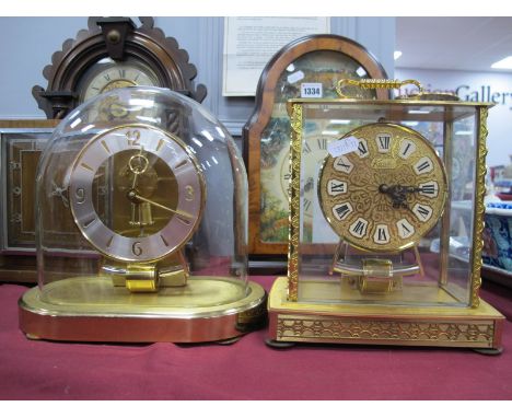 Kundo Mantle Clock, with Kieninger and Obergfell movement, another under glass dome. (2)