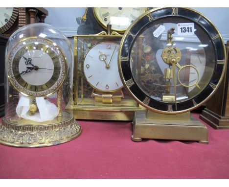 Hettich Clock, under glass dome, Kundo brass circular cased mantle clock by Kieninger and Obergfell, Kundo presentation clock