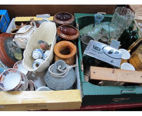 Polaroid Camera, Sadler Indian tree teapot, Crown teaware, oak photograph frames et:- Two Boxes