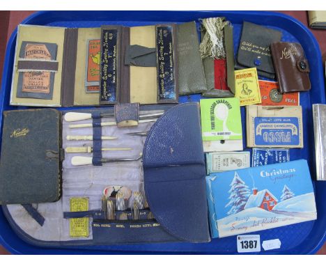 Needles, many in original cases including:- Redditch, Millward, Kirby Beard, Army sewing kit:- One Tray