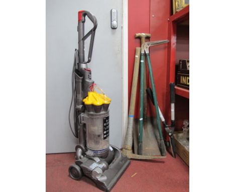 Dyson DC33 Upright Vacuum Cleaner, garden tools, pick axe.