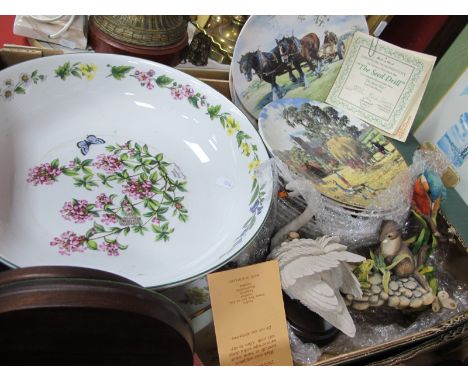 Worcester Herbs Bowl, 32cm wide, Aynsley, Border Fine Arts resin figures, collectors plates:- One Box