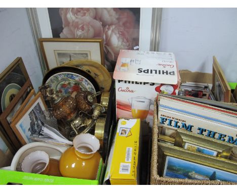 Prints, Kodak Camera, Light, Bed Pan, etc:- One Box and a Philips Blender (untested sold for parts only) and Roses Print.