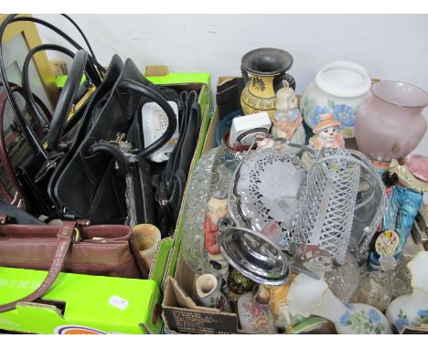 Handbags, Records, CD's, Prints, Glassware, Ceramics etc:- Four Boxes