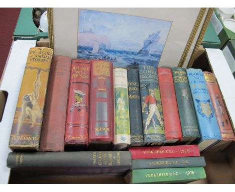 Yorkshire County Cricket Club Annuals, 1907, 1965, 1970. Holmes History of Yorkshire C.C.C 1833-1903, other books, prints:- O