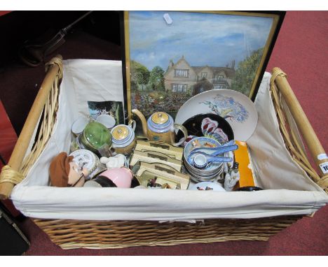 Dora F. Dickson, Ashdell Cottage, Broomhill, Sheffield, watercolour and embroidery 40.5 x 33cm. Japanese coffee ware, Harlequ