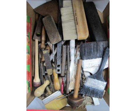 Tools - Chisels, Scrapers, Spirit Level, Drill and Bit, Brushes, etc:- One Box