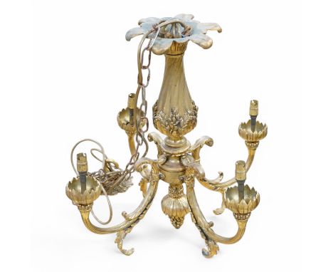 A mid 20th century ormolu four branch chandelier, 45cm. Condition - fair to good, not tested
