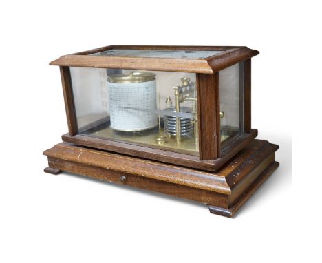 A mahogany cased barograph, by Russell of Norwich, 40cm wide. Condition - fair The barograph appears to be complete, and alth