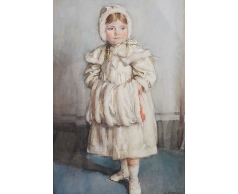 K Mayor (20th. C), heightened watercolour, Full length study of a young girl, signed and dated 1915, 51 x 35cm. Condition - f