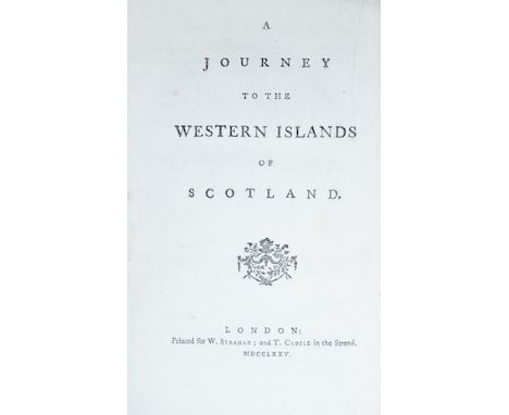 ° ° Johnson, Samuel - A Journey to the Western Islands of Scotland. First Edition. errata leaf; contemp. calf (distressed), g