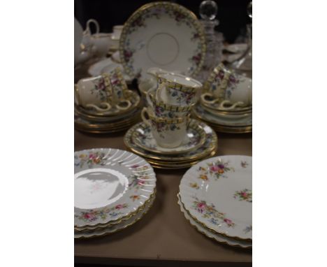 A part tea service by park place china including a set of six Mintons Marlow plates