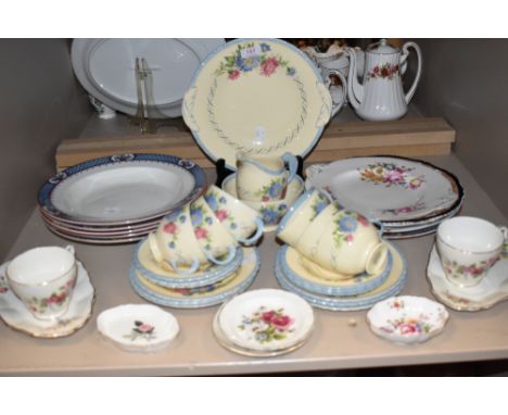 A selection of ceramics including Art Deco New Hall Hanley tea service and tennis sets