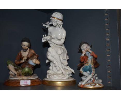 Three finely detailed and cast ceramic figures by Cappo De Monte