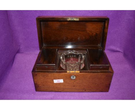 A mahogany veneer cased tea caddy or similar communion service set