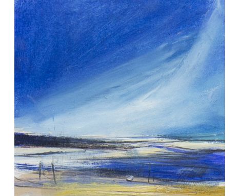 * SARAH CARRINGTON (SCOTTISH b 1977), STORM CLOUDS, CRAMOND mixed media on board, signed, further signed, titled and dated 20