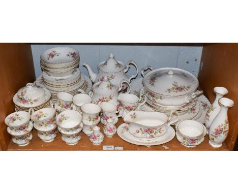 A Royal Albert 'Moss Rose' pattern part tea / dinner service (one shelf)