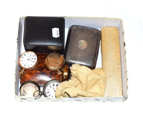 Plated pocket watches, Tissot wristwatches, coins, Parker 61 fountain pen, plated combination hip flask and cigarette case, e